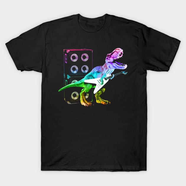 T-Rex Dinosaur and Guitar T-Shirt by robotface